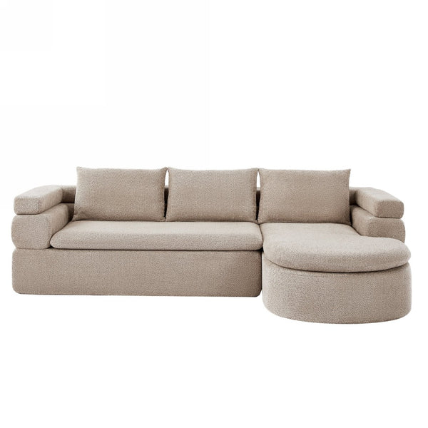 English Elm 106" L-shaped Sectional Sofa Modular Chaise Lounge Neutral Fabric Living Room Almond N771P396321V_N771P396322V