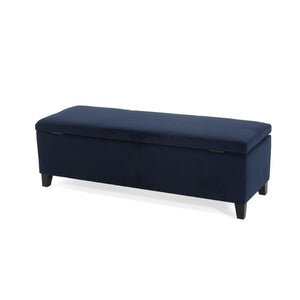 English Elm Indoor Tufted Upholstered Storage Bench with Lift Top Hidden Compartment for Entryway Dark Blue N779P396200D