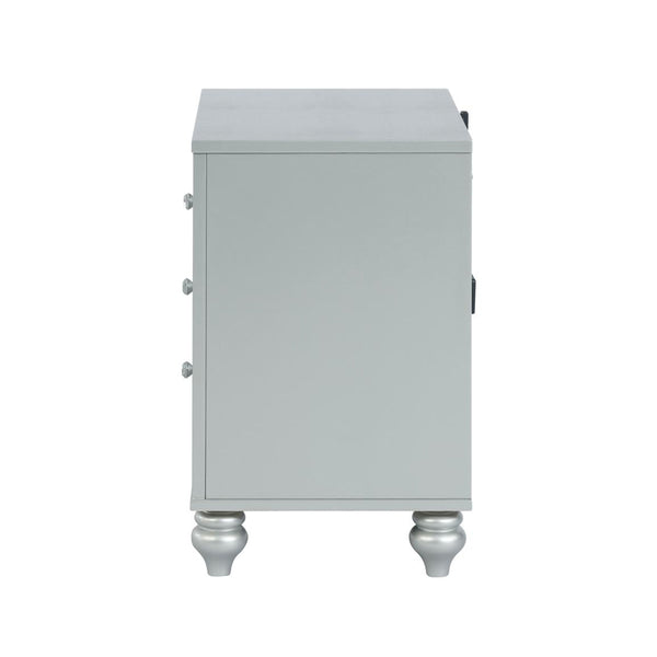 English Elm 2 Chic Two-Drawer Nightstand with Sparkling Acrylic Panels and Faceted Crystal Hardware for Glam Bedrooms Silver B016P255631