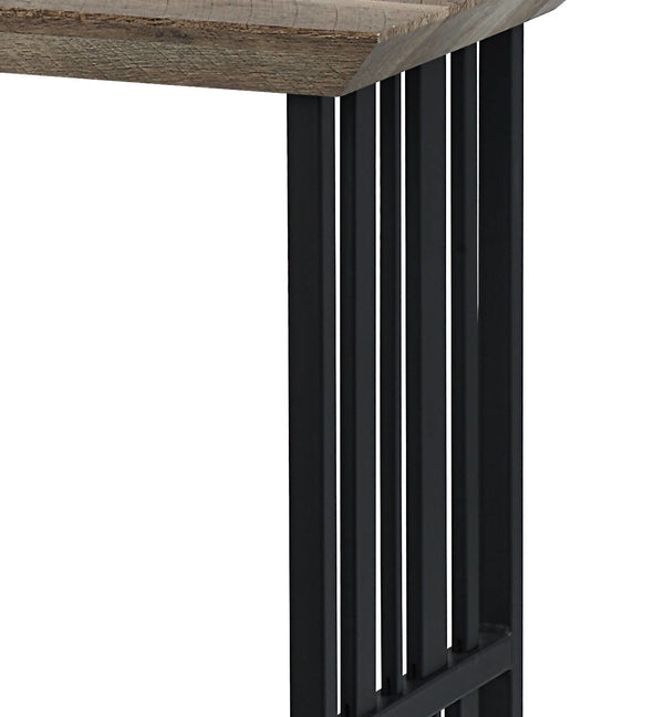 English Elm Antique Oak Sofa Table With Black Double-Pedestal Base - Elegant Entryway & Living Room Accent B062P209141