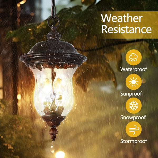 English Elm 19"(h) Rustic Aluminum Pendant Lantern Weatherproof Farmhouse Porch and Patio Light W2312P415975