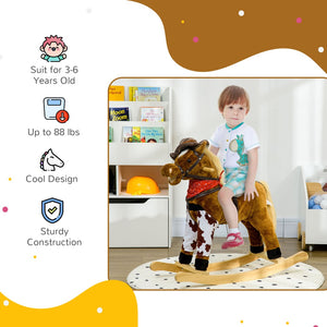 English Elm Qaba Plush Rocking Pony for Toddlers with Sound Effects and Padded Saddle Playroom Fun W2225P217695