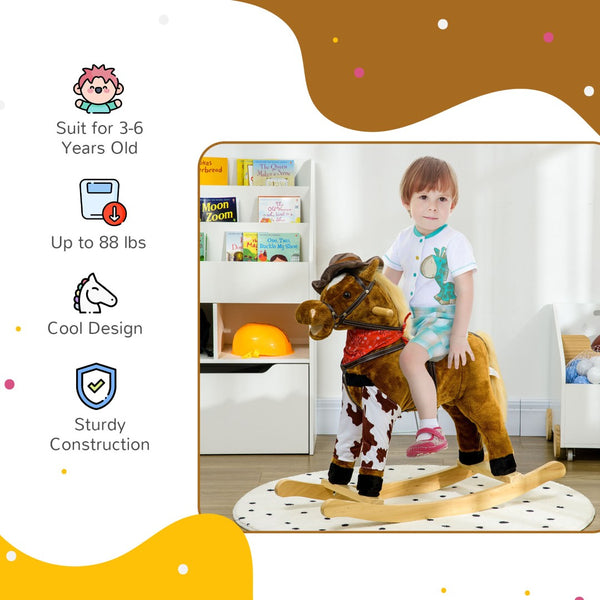 English Elm Qaba Plush Rocking Pony for Toddlers with Sound Effects and Padded Saddle Playroom Fun W2225P217695