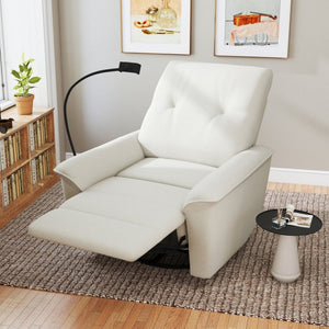 English Elm 270° Swivel Power Recliner Velvet Glider Rocker with Usb Ports for Living Room Beige W1028S00058