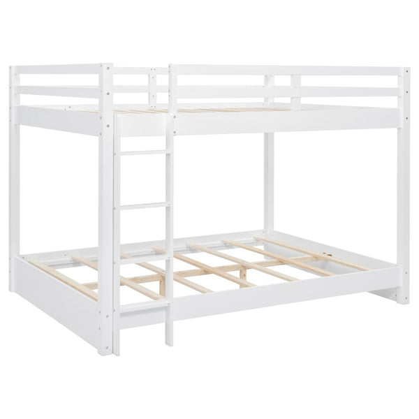 English Elm Wood Queen Size Bunk Bed With Ladder - Sturdy, Space-Saving Design For Modern Bedrooms & Guests N7090004007K-GIGA