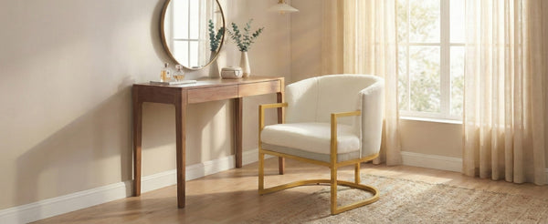 English Elm Modern Faux Fur Accent Chair Plush Upholstered Seat with Gold Iron Legs for Any Room Beige N763P360688A