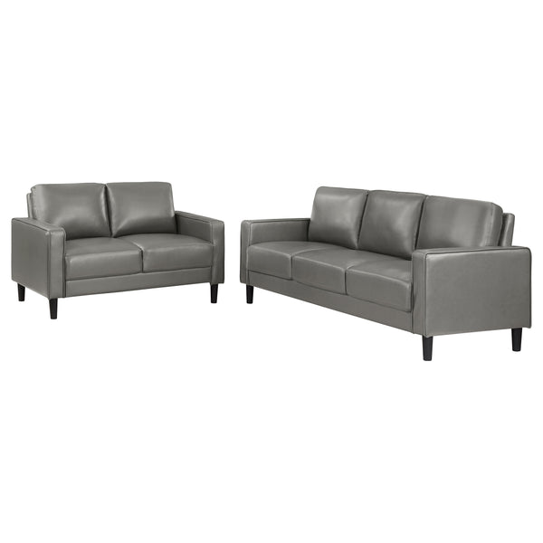 English Elm Farallone Grey 2-Piece Sofa Set - Modern Faux Leather Comfort With Stylish Track Arms For Any Space B062S01271