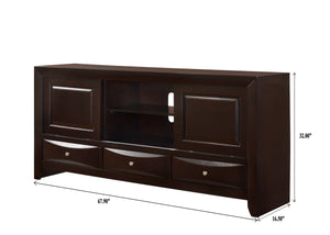 English Elm 1pc Dark Cherry TV Stand with 3 Drawers and Open Shelves, 87" Wide Media Console for Living Room B2741P294719