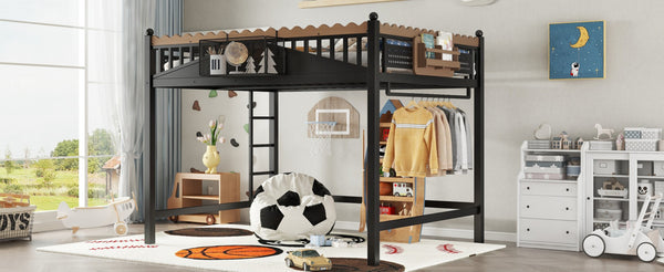 English Elm Twin Kids Platform Bed with Trundle Staircase Bookshelf and Rounded Safety Rails W1580S00382
