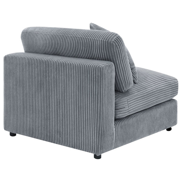 English Elm Cassidy Corduroy Armless Lounge Chair Plush Modular Seating for Living Rooms Fog B062P440340