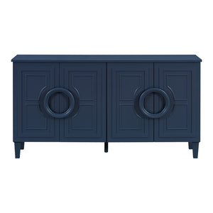 English Elm U_STYLE Elegant Four-Door Sideboard with Adjustable Shelves, 200lb Capacity, French-Inspired Design Navy Blue N711P231529V