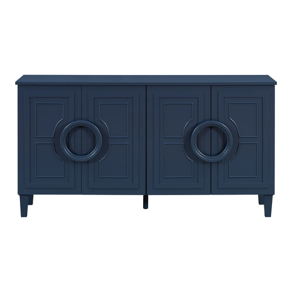 English Elm U_STYLE Elegant Four-Door Sideboard with Adjustable Shelves, 200lb Capacity, French-Inspired Design Navy Blue N711P231529V
