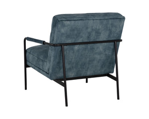 Sunpan Tristen Lounge Chair - Stylish Mid-Century Modern Accent with Acacia Wood and Black Metal Frame Nono Petrol