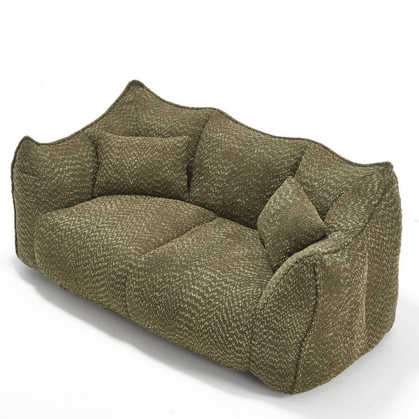 English Elm Soft Plush Foam Beanbag Chair for Two People, Square Recliner Sofa With Superfiber Comfort Embrace Olive Green W1996P252273