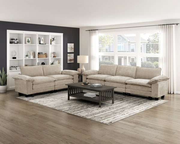 English Elm Modern Chenille Upholstered Sectional Sofa Arms with Adjustable Pillow Top Neutral Taupe B011P352490