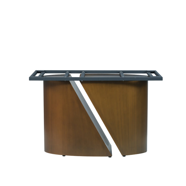 English Elm 63" Modern Rectangular Dining Table With Sintered Stone Top & Bronze Iron Base For 6-8 People W1535S00356
