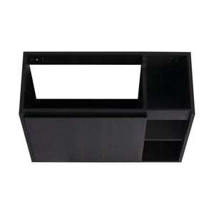 English Elm 28'' Floating Bathroom Vanity with Ceramic Sink Soft Close Door Melamine Cabinet Dark Oak W999P426640