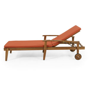 English Elm Christopher Knight Home® - JASON Chaise Lounge Crafted of Durable Acacia Wood with Adjustable 5-Position Recline and Easy-Clean Cushions Orange 71374.00ORG
