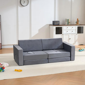 English Elm 14 Piece Modular Foam Play Couch Building Set for Toddlers Playroom Bedroom Gray W3523P450127