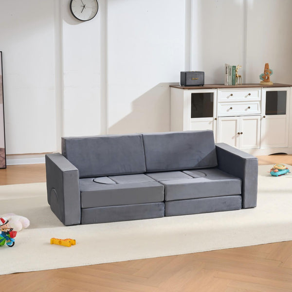 English Elm 14 Piece Modular Foam Play Couch Building Set for Toddlers Playroom Bedroom Gray W3523P450127