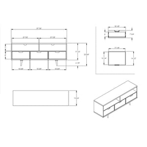 English Elm Walker Edison - Mid-Century Solid Pine 3-Drawer TV Stand for TVs up to 65" — White, Warp-Resistant MDF, Storage Bliss B185P169380