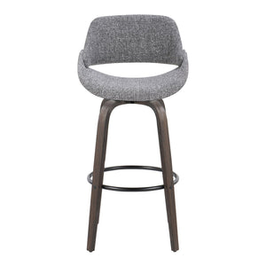 English Elm Fixed-height Swivel Barstools with Fabric Seat and Wood Legs for Kitchen Islands Set of 2 B202S01906