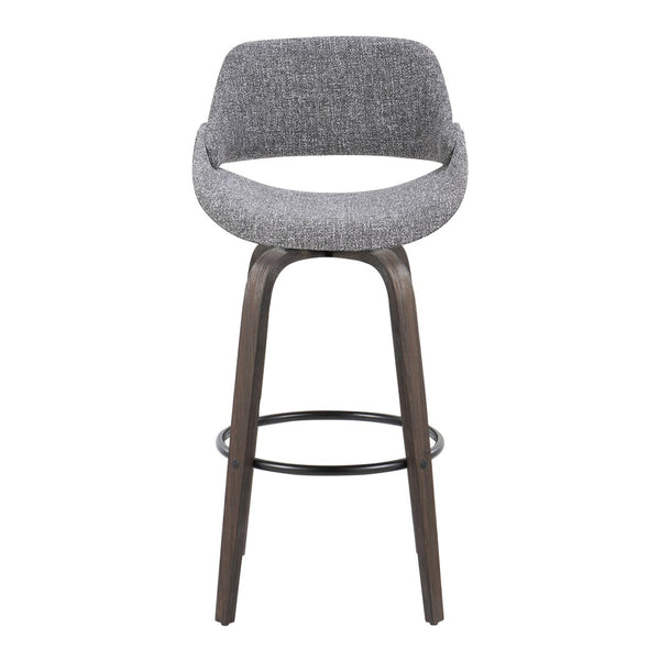 English Elm Fixed-height Swivel Barstools with Fabric Seat and Wood Legs for Kitchen Islands Set of 2 B202S01906