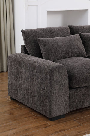 English Elm Modern Flannel Velvet Modular Sectional with Reclining Seats Usb Console Ottomans Coffee B2730S00047