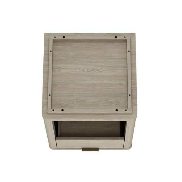 English Elm Evelyn Natural 20" Nightstand with 1 Drawer & Open Shelf, Rounded Edges, Sleek Pulls, Raised Base B365P398518