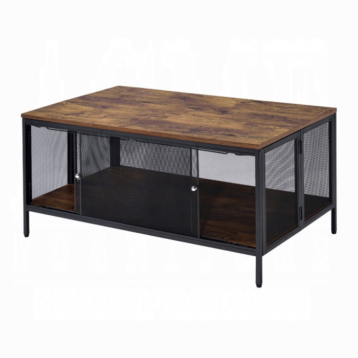 English Elm Foldable Rectangular Coffee Table — Space-Saving Antique Oak & Black Design, Stylish Durable Organizer Accent (96) B016P313977