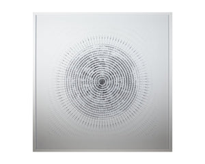 Sunpan GALAXY 48" x 48" Luxe Art Piece - Handcrafted Silver Leaf & Glossy White Frame for Modern Elegance A0258