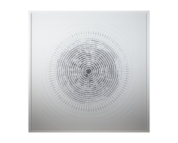 Sunpan GALAXY 48" x 48" Luxe Art Piece - Handcrafted Silver Leaf & Glossy White Frame for Modern Elegance A0258