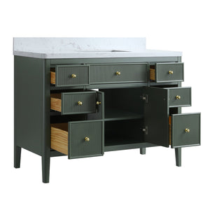 English Elm Fully Assembled 48'' Green Bathroom Vanity With Solid Wood, Engineered Marble Top & Soft-Close Drawers W1826P308982