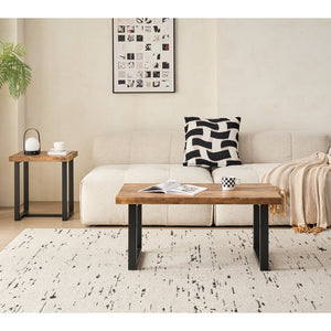 English Elm MDF Walnut Coffee Table with Metal Legs — Versatile Small Sofa & Outdoor Tea Table, Durable Design W1718P362671