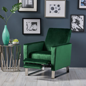 English Elm Christopher Knight Home® - Arvin Plush Push-Back Recliner with Stainless Steel Legs — Modern Fabric Comfort for Living Rooms Emerald 65272.00NVLTEMD