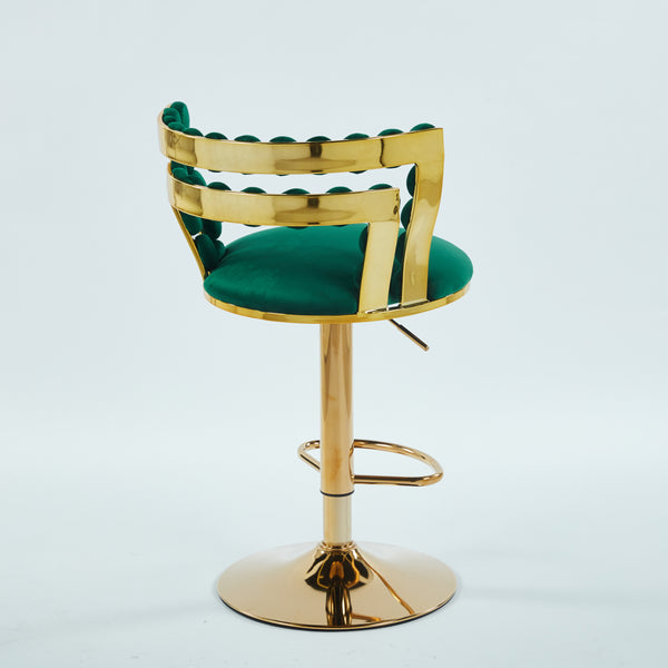 English Elm Modern Bar chair with plush fabric seat and powder-coated metal frame, elegant contemporary comfort for dining, cafe, living spaces Green W234P218162