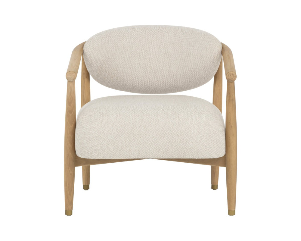 Sunpan SIGRID Lounge Chair - Elegant Light Oak Frame with Monument Oatmeal Upholstery for Stylish Comfort 112153