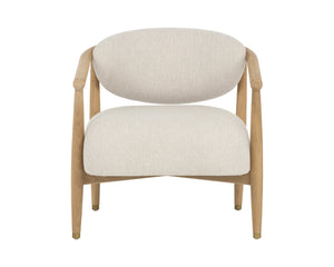 Sunpan SIGRID Lounge Chair - Elegant Light Oak Frame with Monument Oatmeal Upholstery for Stylish Comfort 112153