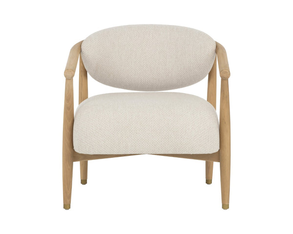 Sunpan SIGRID Lounge Chair - Elegant Light Oak Frame with Monument Oatmeal Upholstery for Stylish Comfort 112153