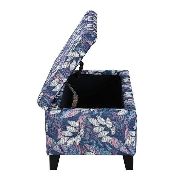 English Elm Christopher Knight Home® - Luxury Storage Ottoman with Floral Patterned Fabric, Soft-Close Hinges, Hidden Compartment for Blankets and Seating Comfort Multi Leaves N767P257582L