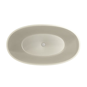 English Elm 55 Inch Solid Surface Freestanding Soaking Tub Matte Beige Spa Style Bathtub W1613P371990