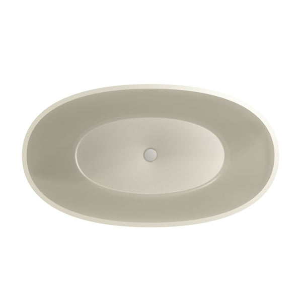 English Elm 55 Inch Solid Surface Freestanding Soaking Tub Matte Beige Spa Style Bathtub W1613P371990