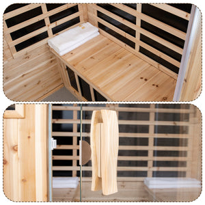 English Elm Four-Person Outdoor Far-Infrared Sauna With Bluetooth, Led Lighting & Durable Old Fir Wood Design W1149S00003