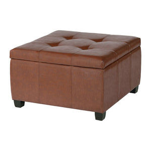 English Elm Richmond Faux Leather Lift Top Storage Ottoman with Mid Century Rosewood Legs N767P360604C