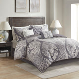 Madison Park Vienna Transitional 7 Piece Cotton Printed Comforter Set MP10-502 Grey