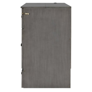 English Elm Full Size Murphy Bed Rattan Cabinet with Storage Drawers and Gold Hardware N708S00005AAE