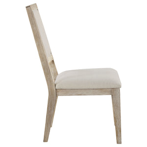 English Elm Verdugo White Washed Cushioned Dining Chair Set of 2 — Rustic Farmhouse Beige Upholstered Comfort, Solid Wood Durable Elegance B062P299978