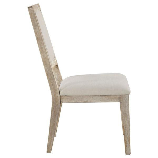 English Elm Verdugo White Washed Cushioned Dining Chair Set of 2 — Rustic Farmhouse Beige Upholstered Comfort, Solid Wood Durable Elegance B062P299978