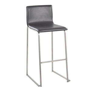 English Elm Mara Contemporary Barstool Set of 2 — Sleek Faux Leather Upholstery & Stainless Steel Frame with Footrest Grey B202P222239