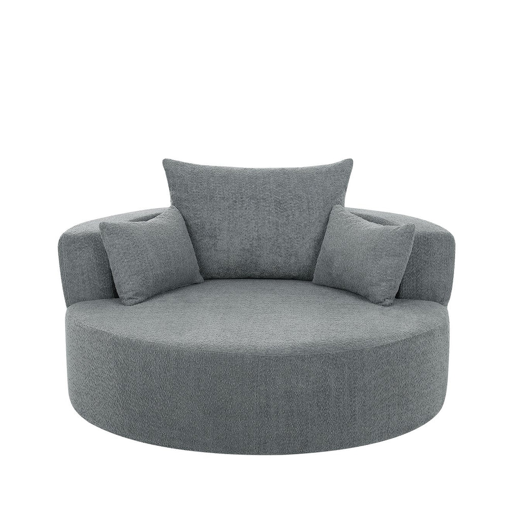 English Elm 360° Swivel Chair Spacious Chenille Barrel Accent Seat with 36.5" Deep Cushion, 360° Comfort for Living Rooms, Bedrooms, Offices, Hotels Grey N719S001880E